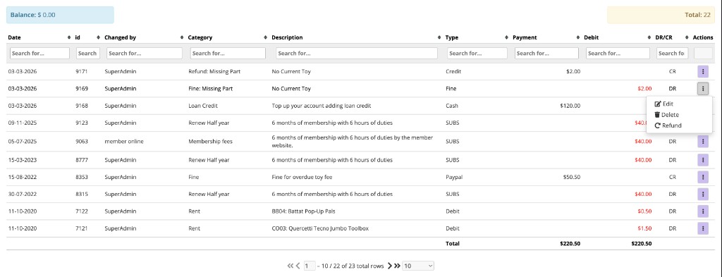 Payments page after redesign