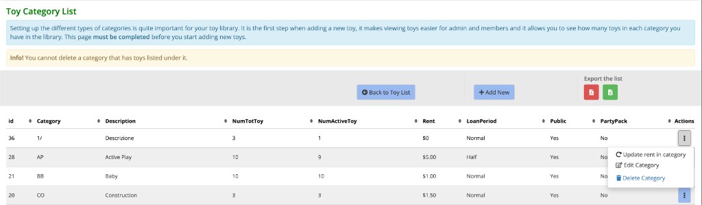 Toy Category List after redesign