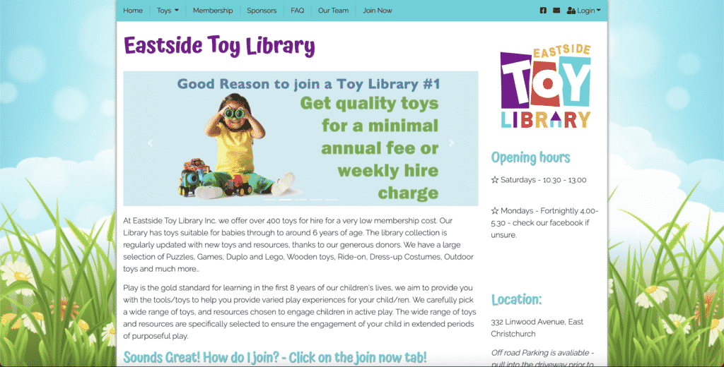 Eastside Toy Library design - MiBaseNZ