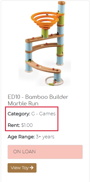 Toy Category and Rent
