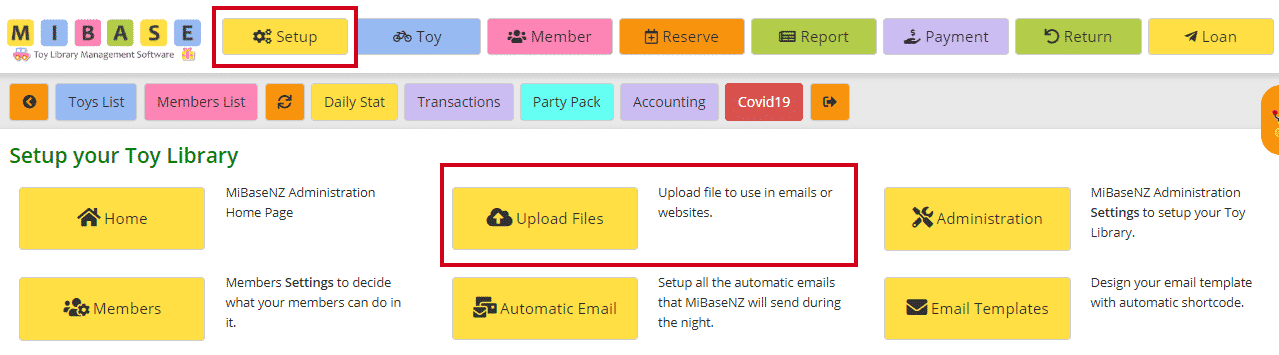 Uploading files in Setup