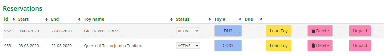 Toy Reservations