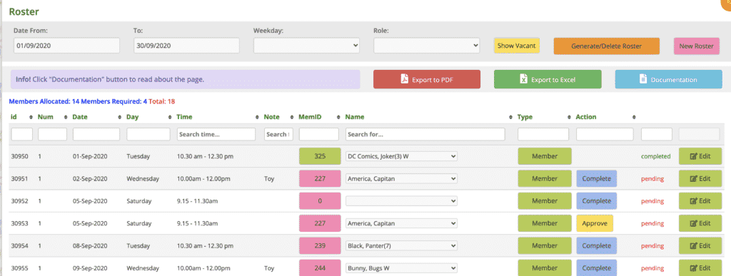 Roster System - MiBaseNZ - Toy Library Management System