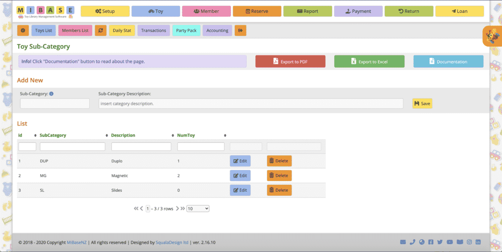 Toy Sub-category page