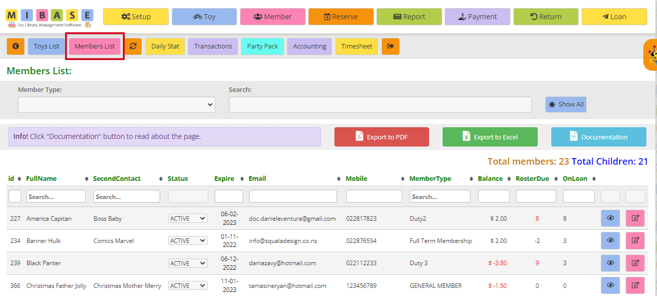 Members List