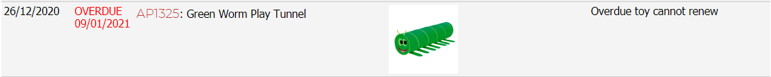 Overdue toy cannot renew message
