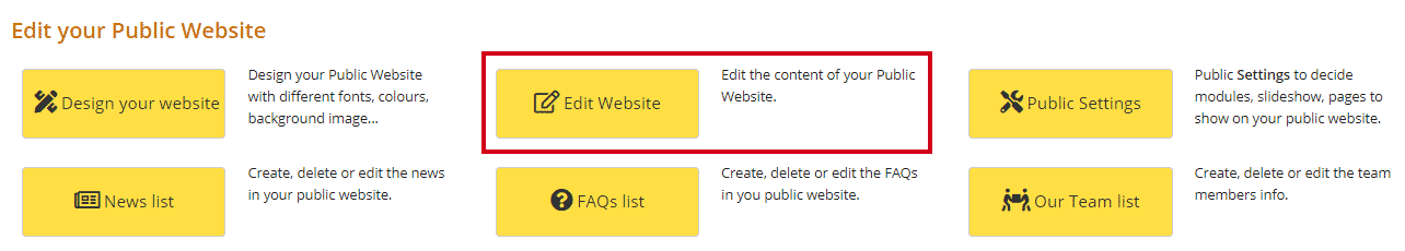 Edit your website page