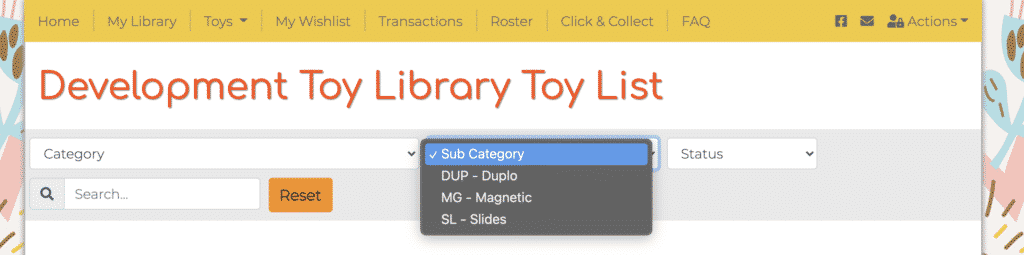 Sub-category drop-down