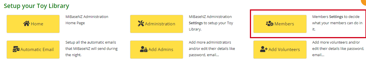 Settings for members
