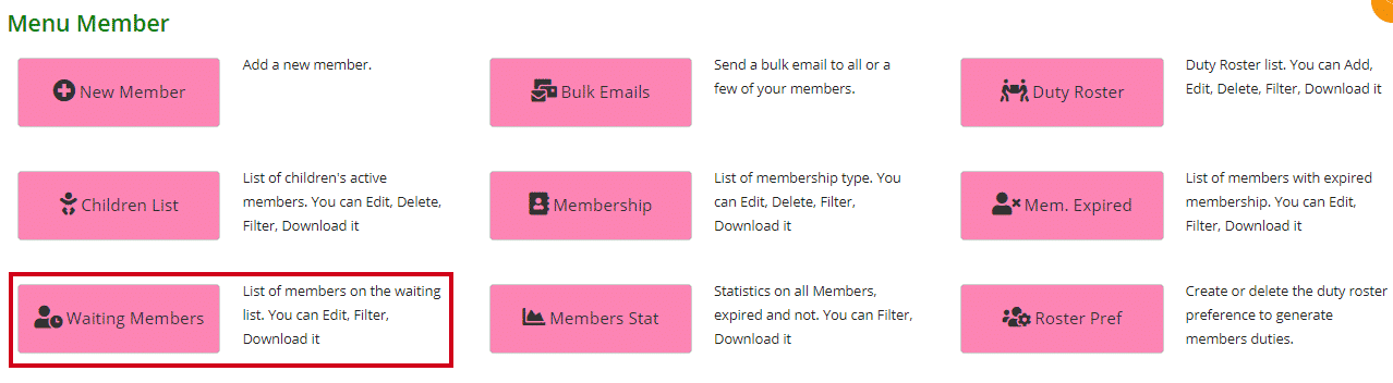 Waiting Members page