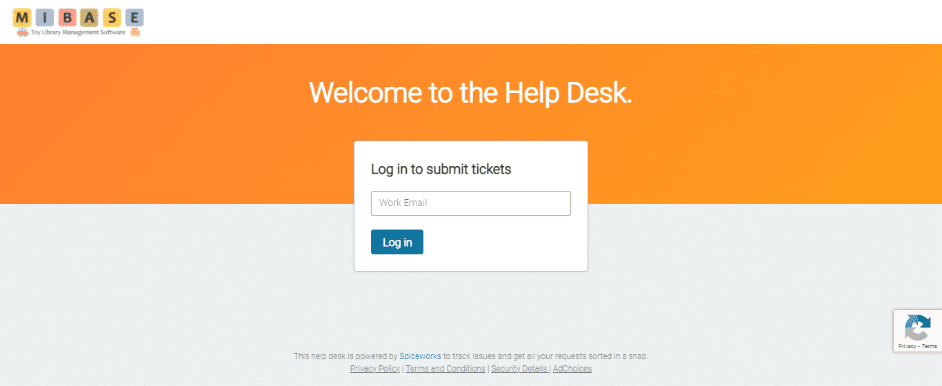 HelpDesk login page