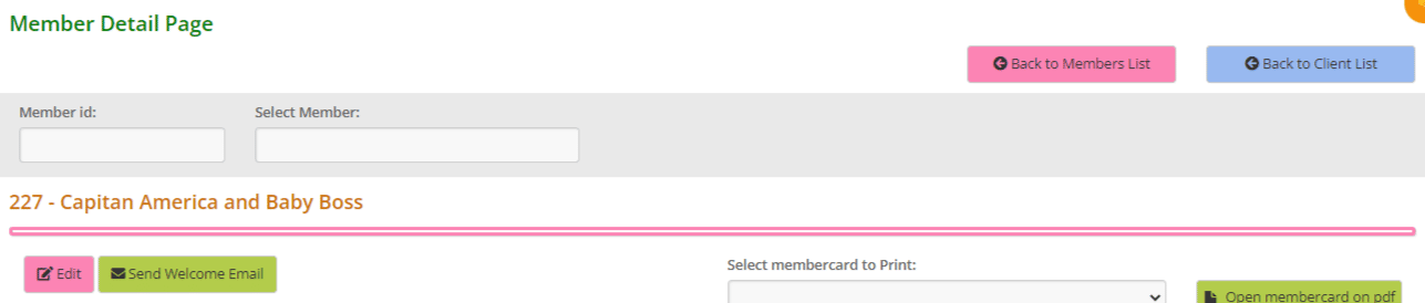 Member detail page