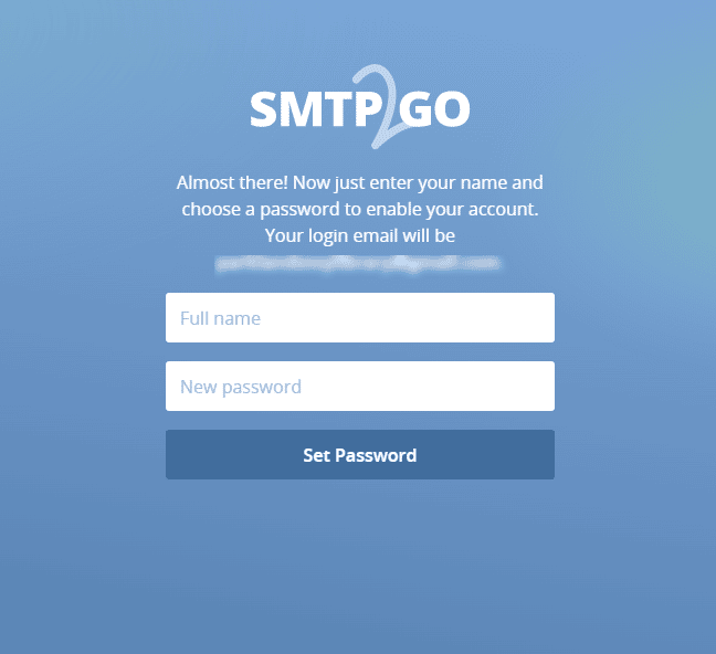 Set password for SMTP2GO
